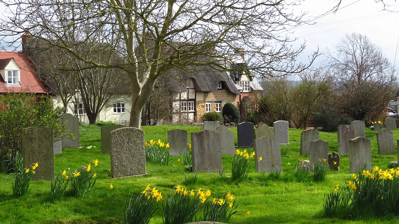 Churchyard ^ cottages at St Margaret's Church, Alderton