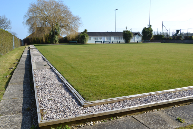 Bowling green and pavilion, Marina Bowling Club, Sandy Lane, north Dawlish