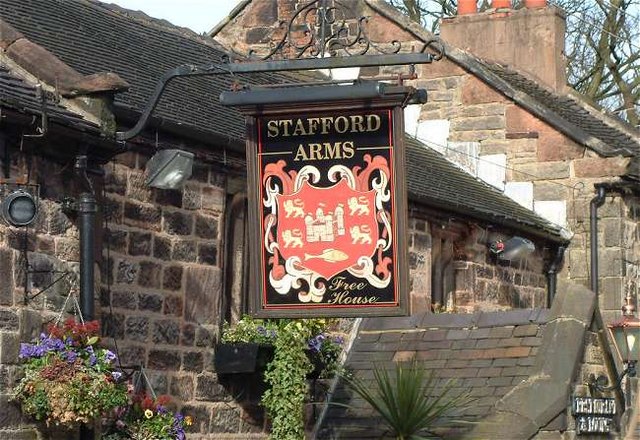 Sign at Stafford Arms pub, Bagnall
