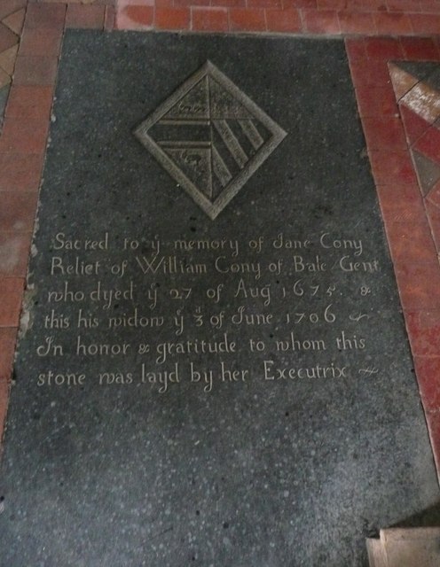 Memorial slab in the church of All Saints, Bale