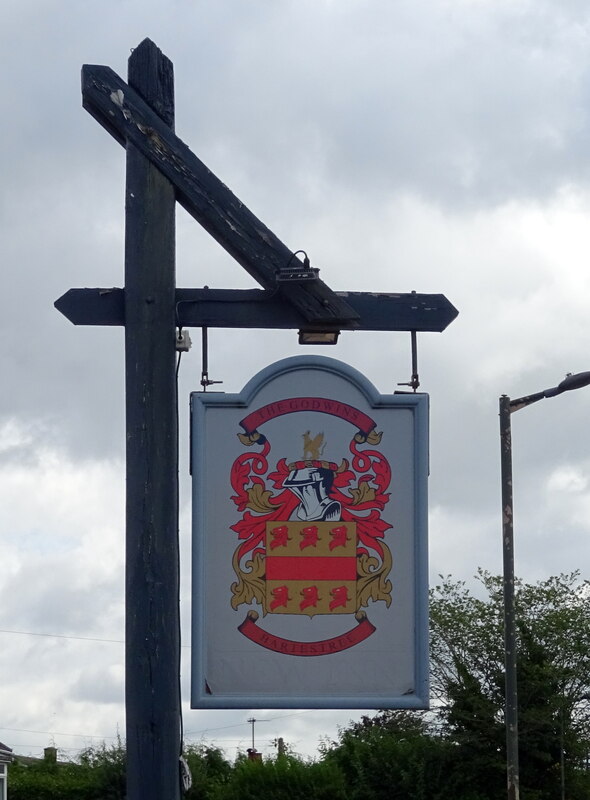 Sign for the Godwins public house and hotel, Bartestree