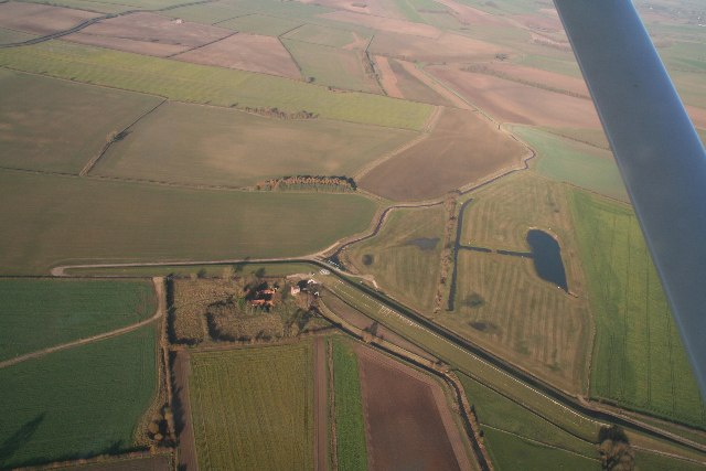 Water Mill and Horncastle's new flood defences near Watermill Farm, Hemingby, aerial 2018 (1)