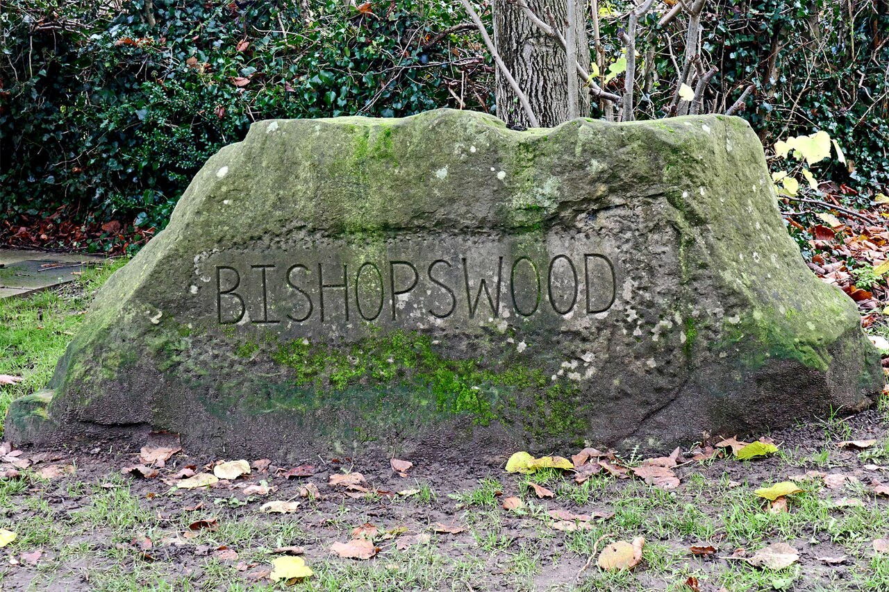 Bishopswood village name stone in Staffordshire