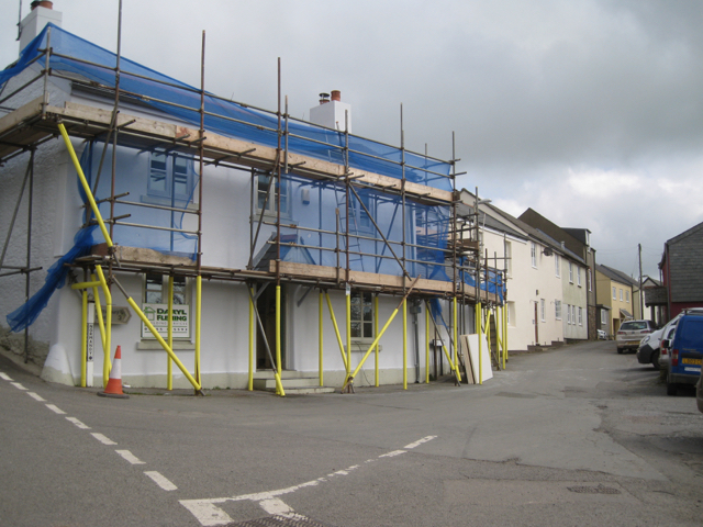 Former pub and a view east along Chapel Street, Blackawton
