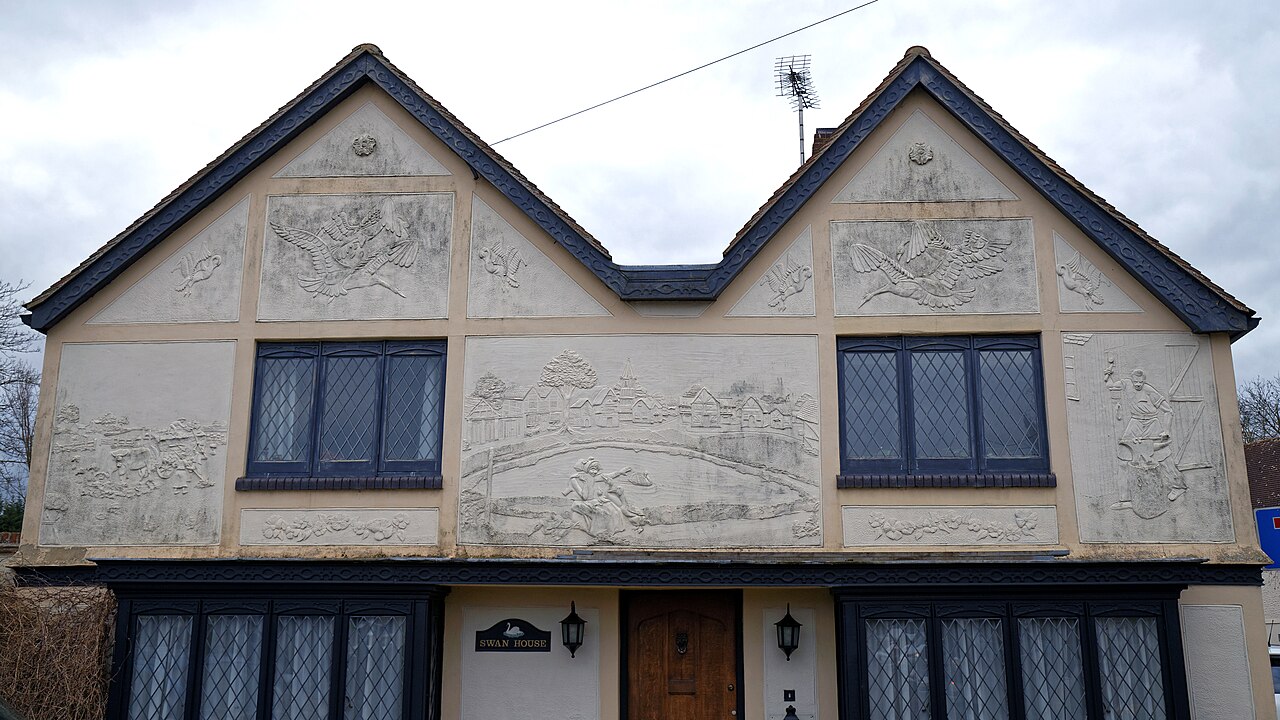 Blackmore Swan House corner Church Street & The Green Essex England - pargetted gables