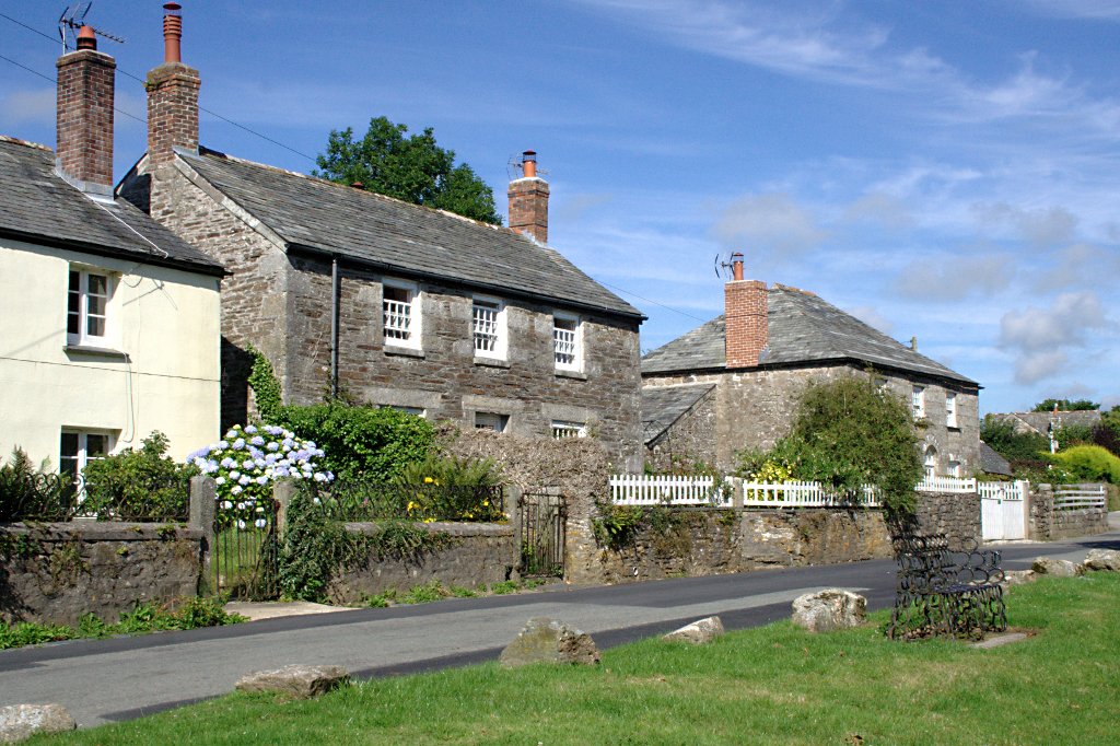 Houses by Blisland Village Green