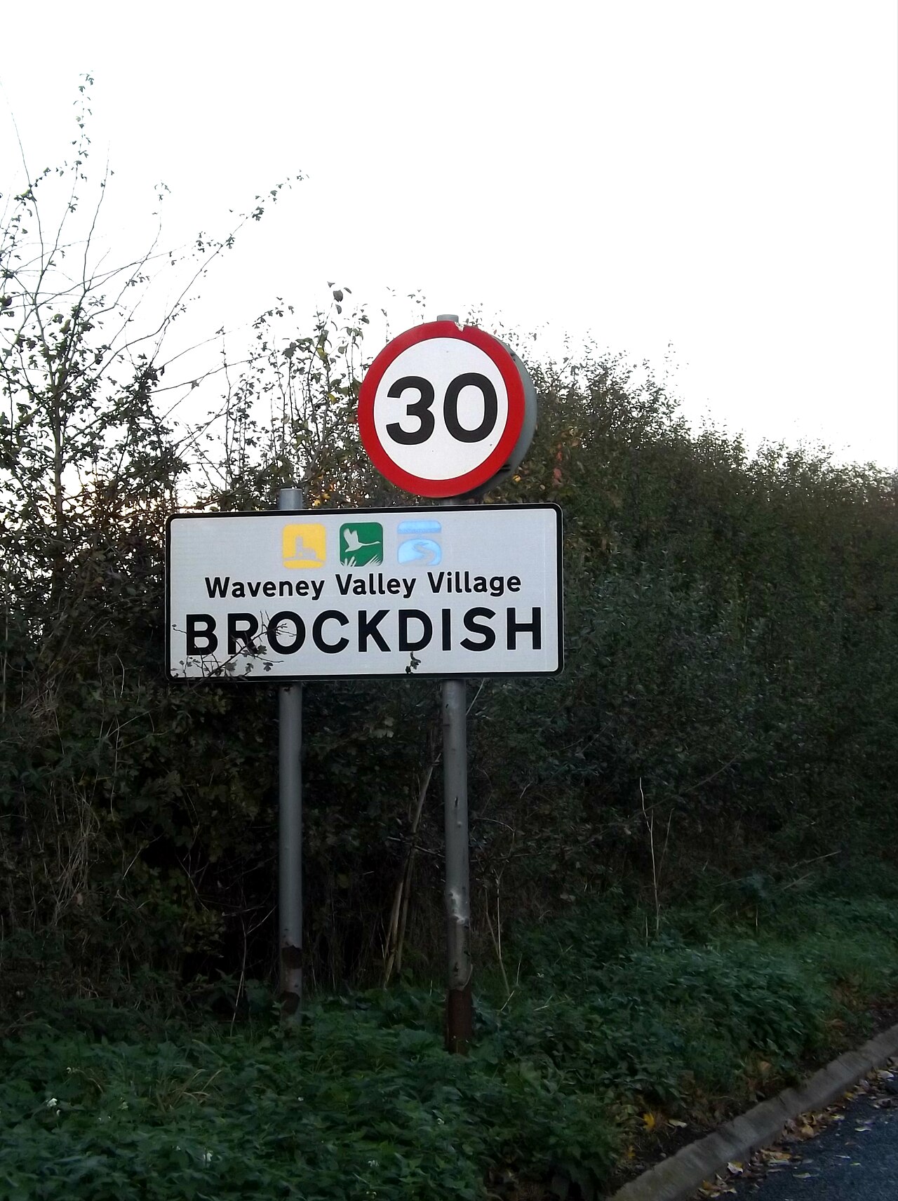 Brockdish Village Name sign on Scole Road