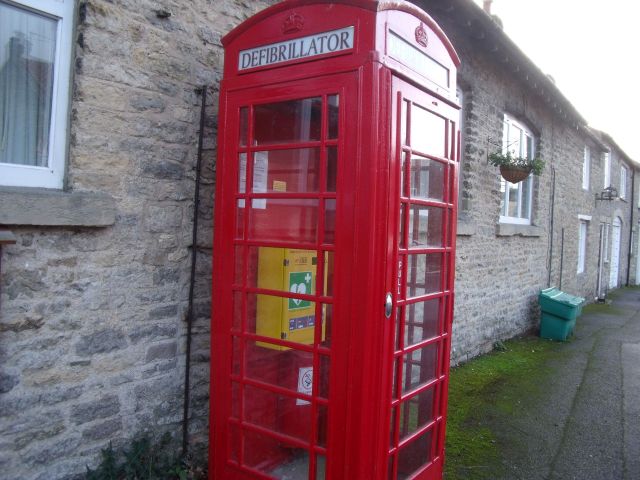 Defibrillator outside the village hall