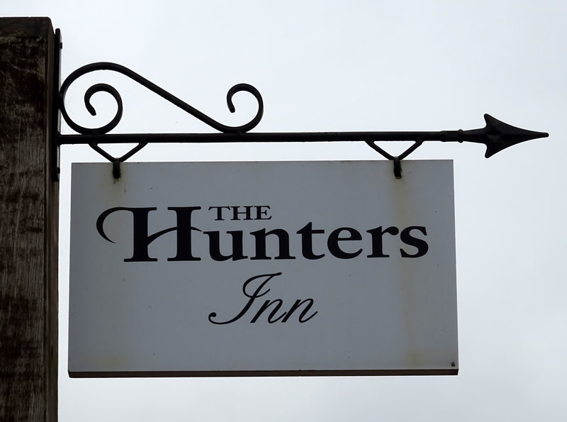 Sign for the Hunters Inn, Chisworth