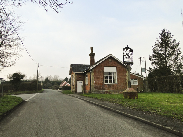 Cransford Village Hall and the Village sign