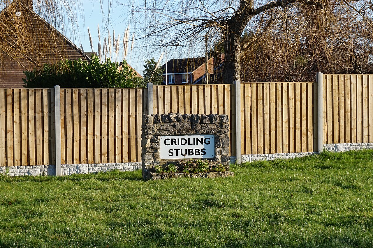 Cridling Stubbs village sign on Wrights Lane