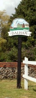 The village sign at Dalham (cropped)