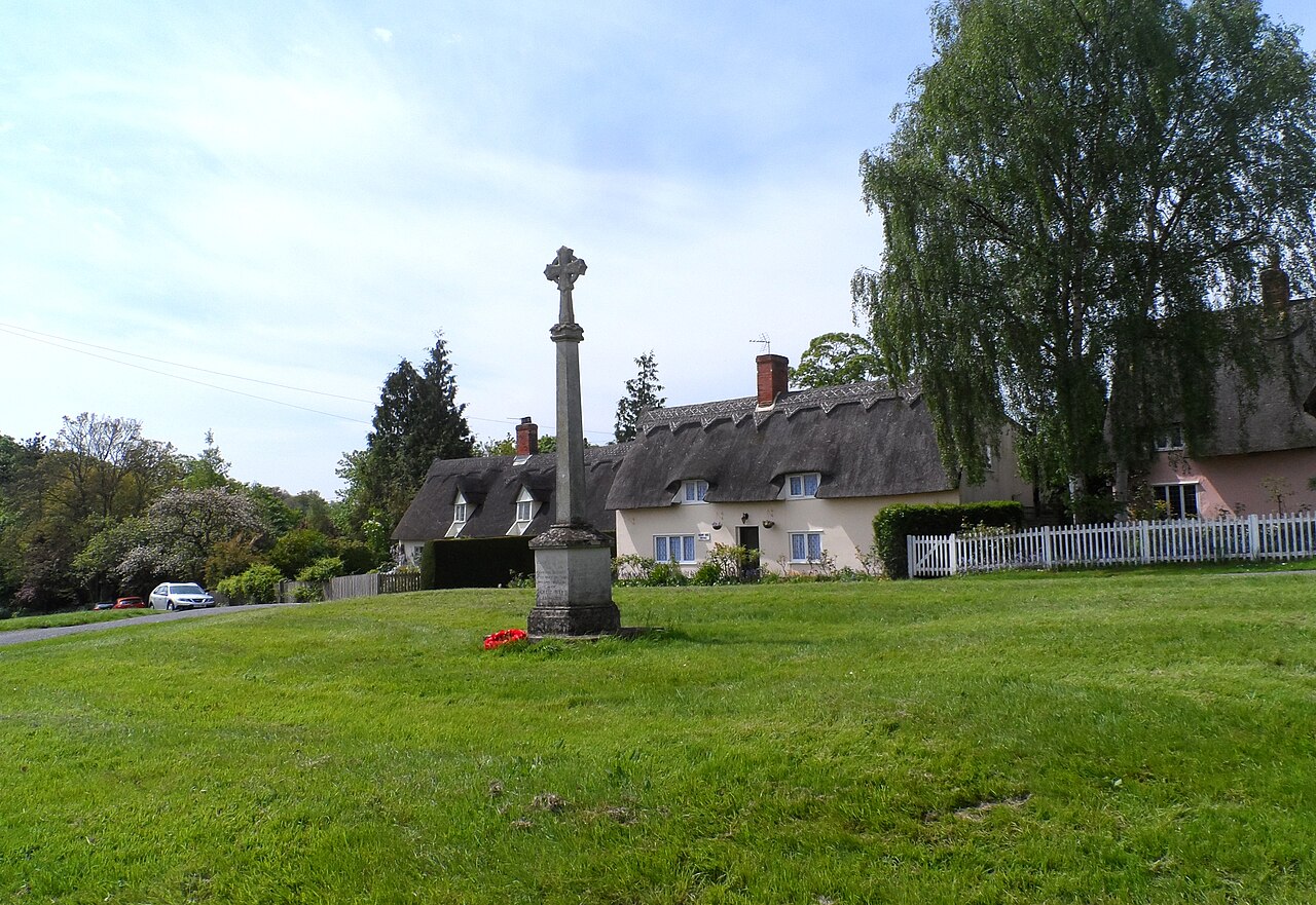 Village green and war memorial, Denston