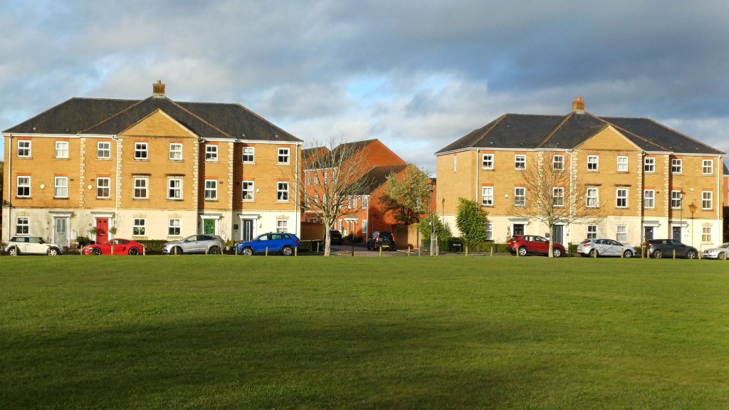 View across the green, Dickens Heath