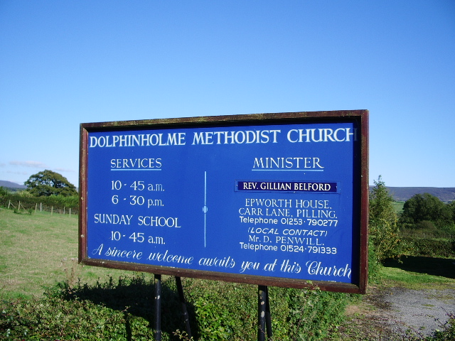 Dolphinholme Methodist Church, Sign