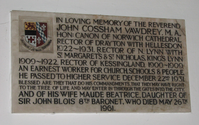 St Margaret's church in Drayton - C20 memorial