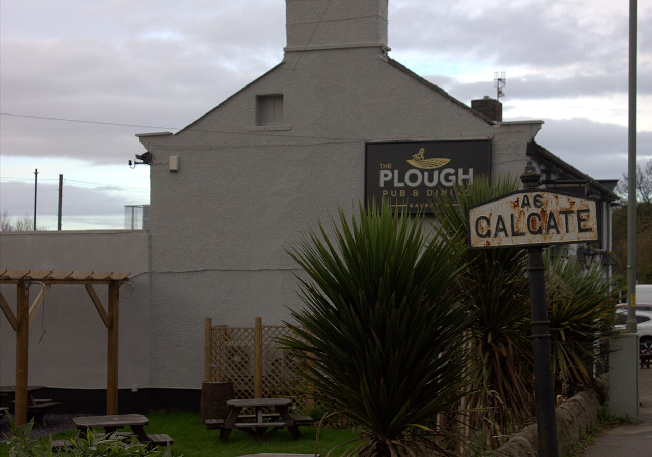 Galgate sign and Plough Inn