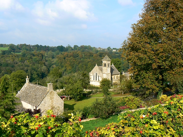 St Luke's church and a cottage, Frampton Mansell
