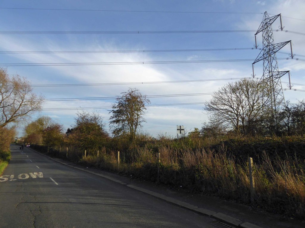 Powerlines cross Gowdall Lane part of the TPT