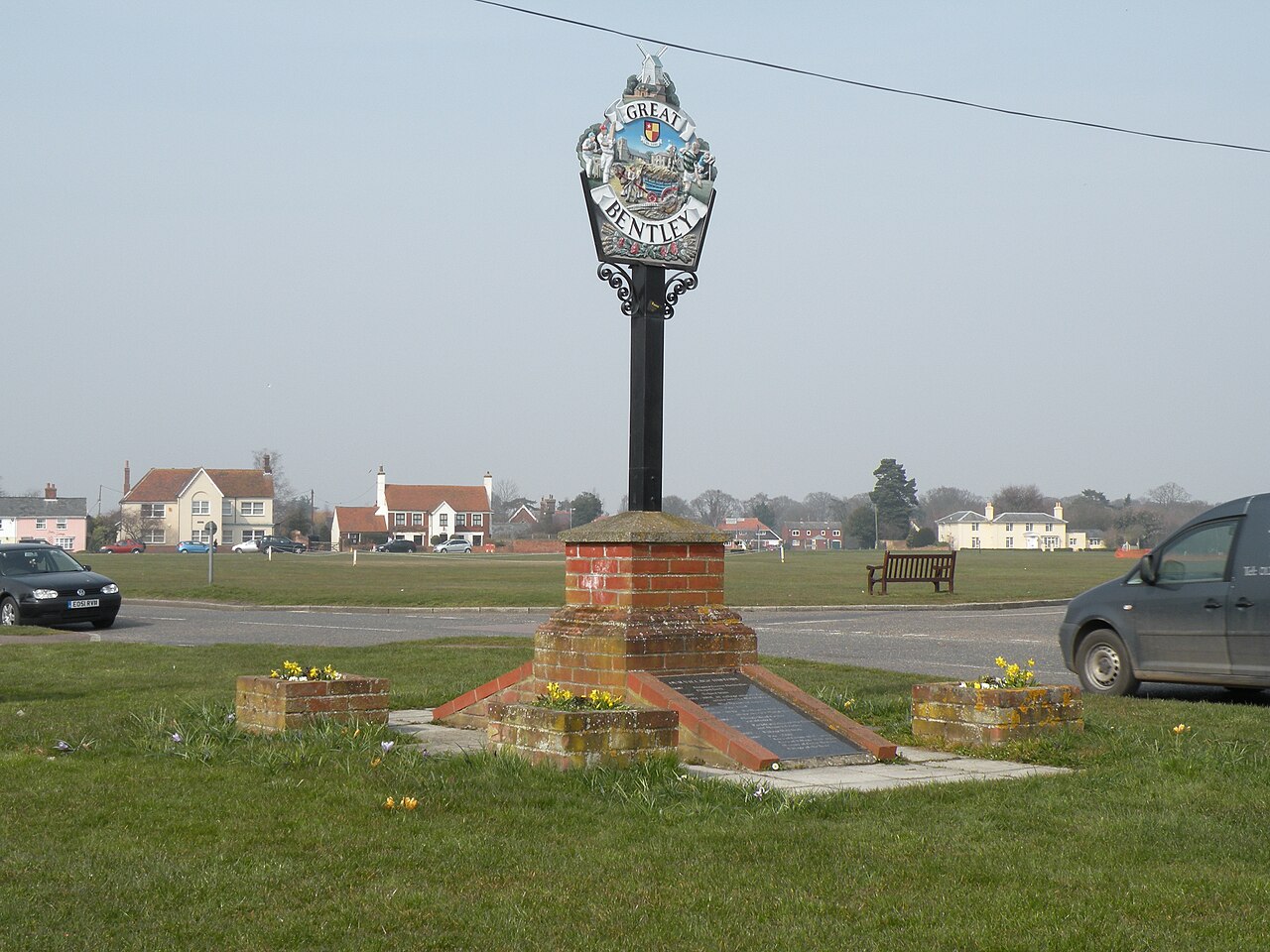 The village sign and village green at Great Bentley (geograph 3406788)