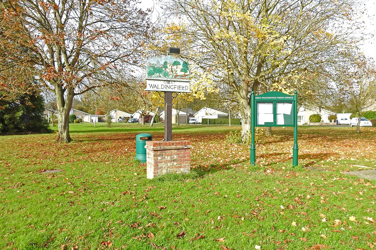 Great Waldingfield village sign on Green Acre