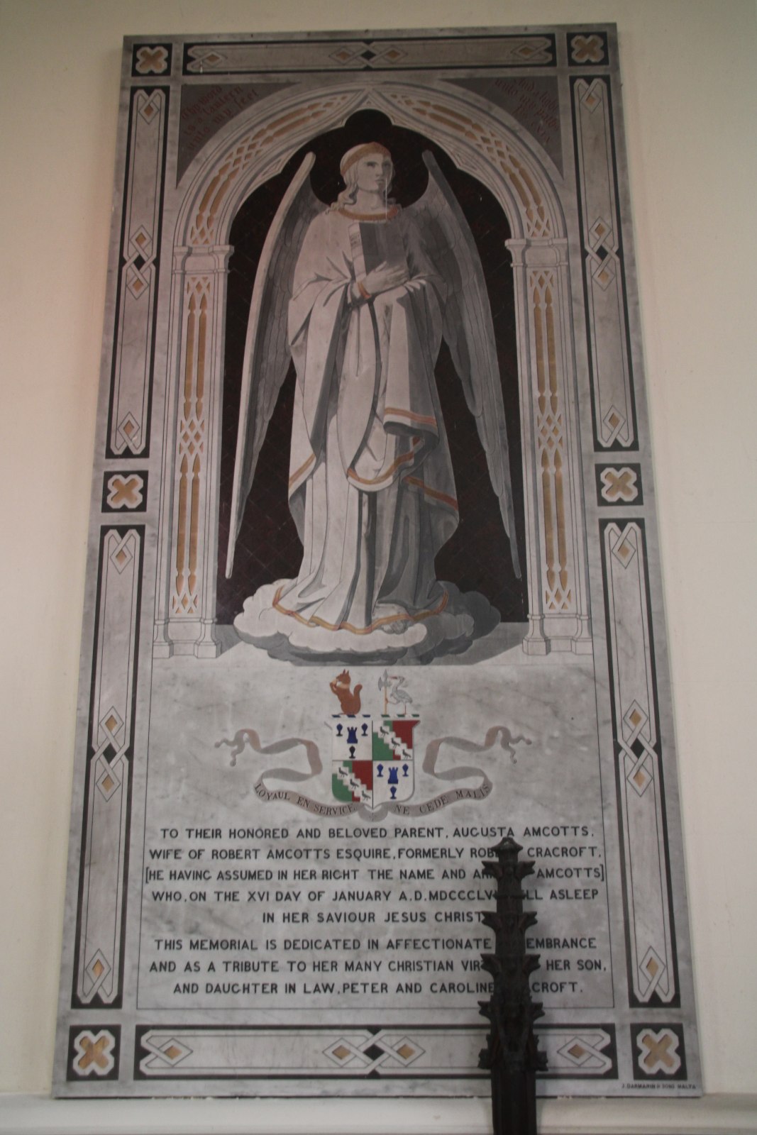 Augusta Amcotts' Memorial, Hackthorn Church