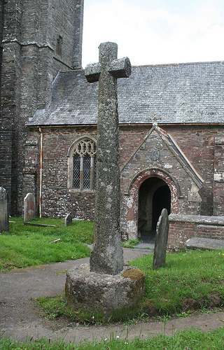 Old Wayside Cross - moved - Halwell Churchyard (geograph 6072110)