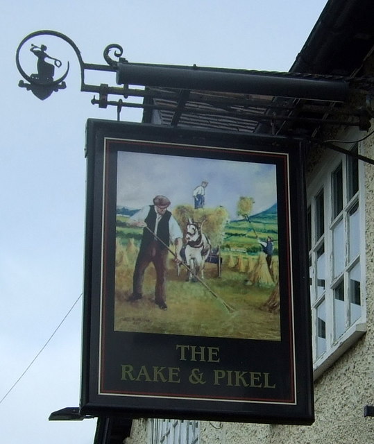Sign for the Rake ^ Pikel Inn, Huntington