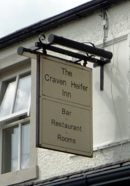 Sign for the Craven Heifer Inn, Kelbrook