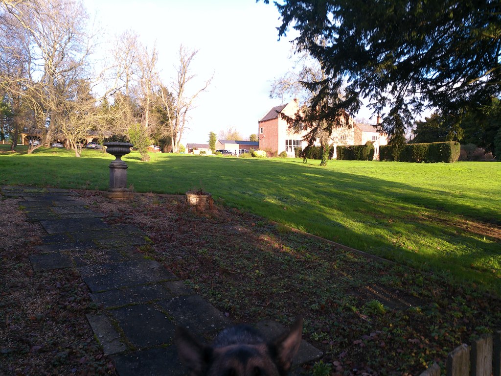 The grounds of Keyham Hall seen from the churchyard