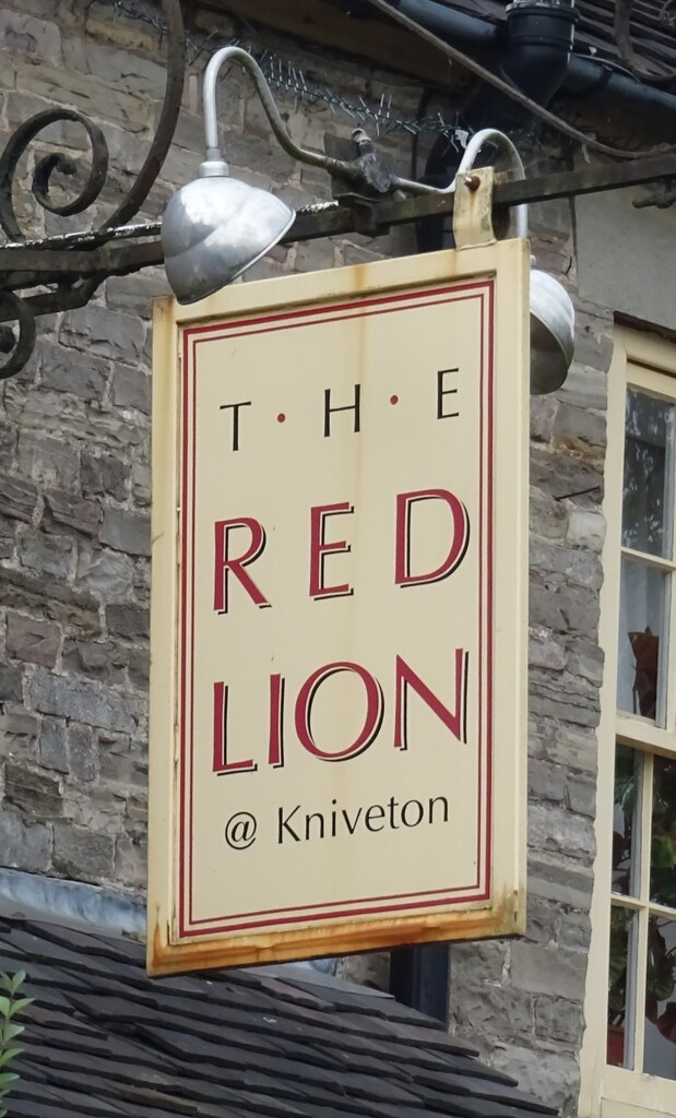 Sign for the Red Lion public house, Kniveton