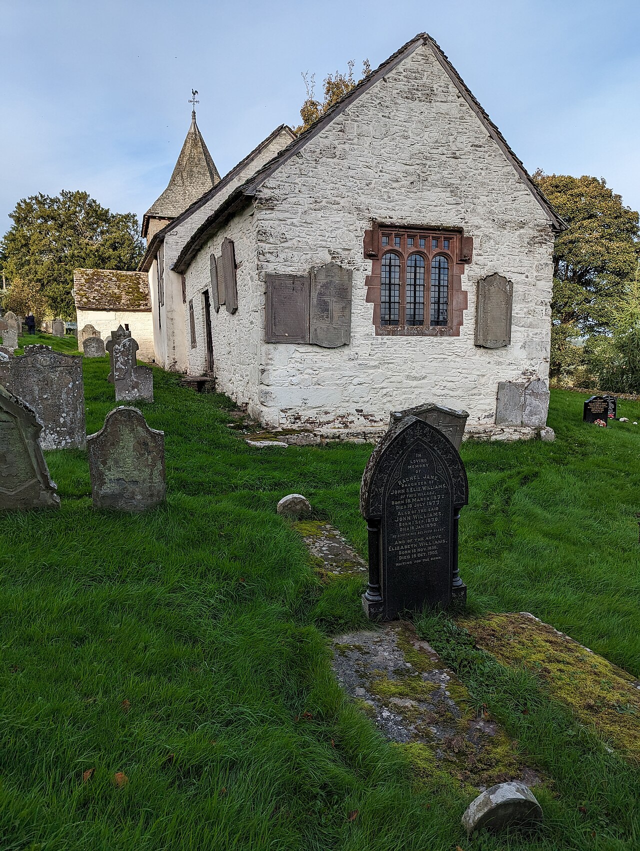 East side of St Bilo's Church, Llanfilo, Powys