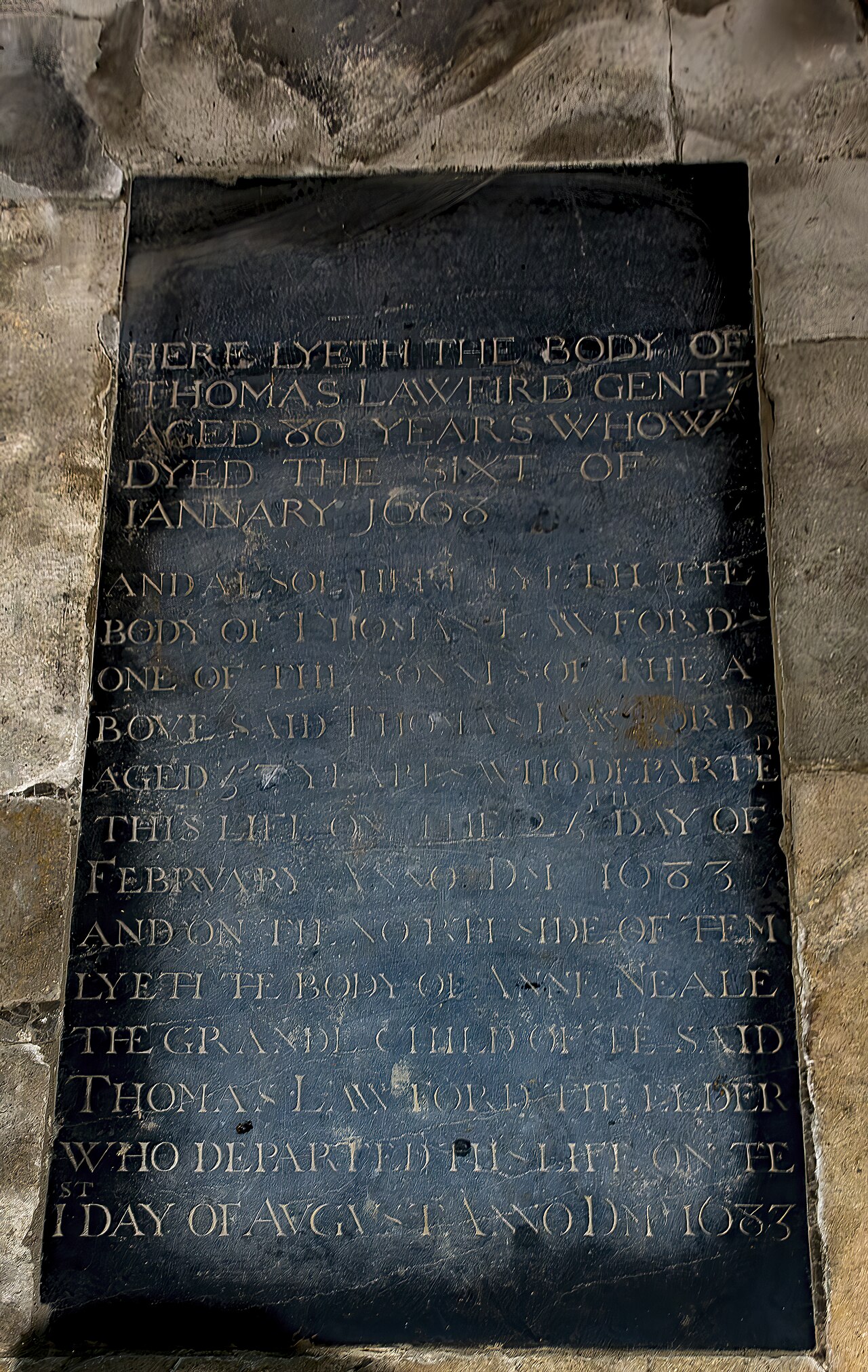 Memorial stone, Holy Trinity Church, Raithby by Spilsby