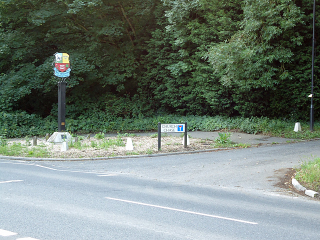 Church Chase entrance and village sign