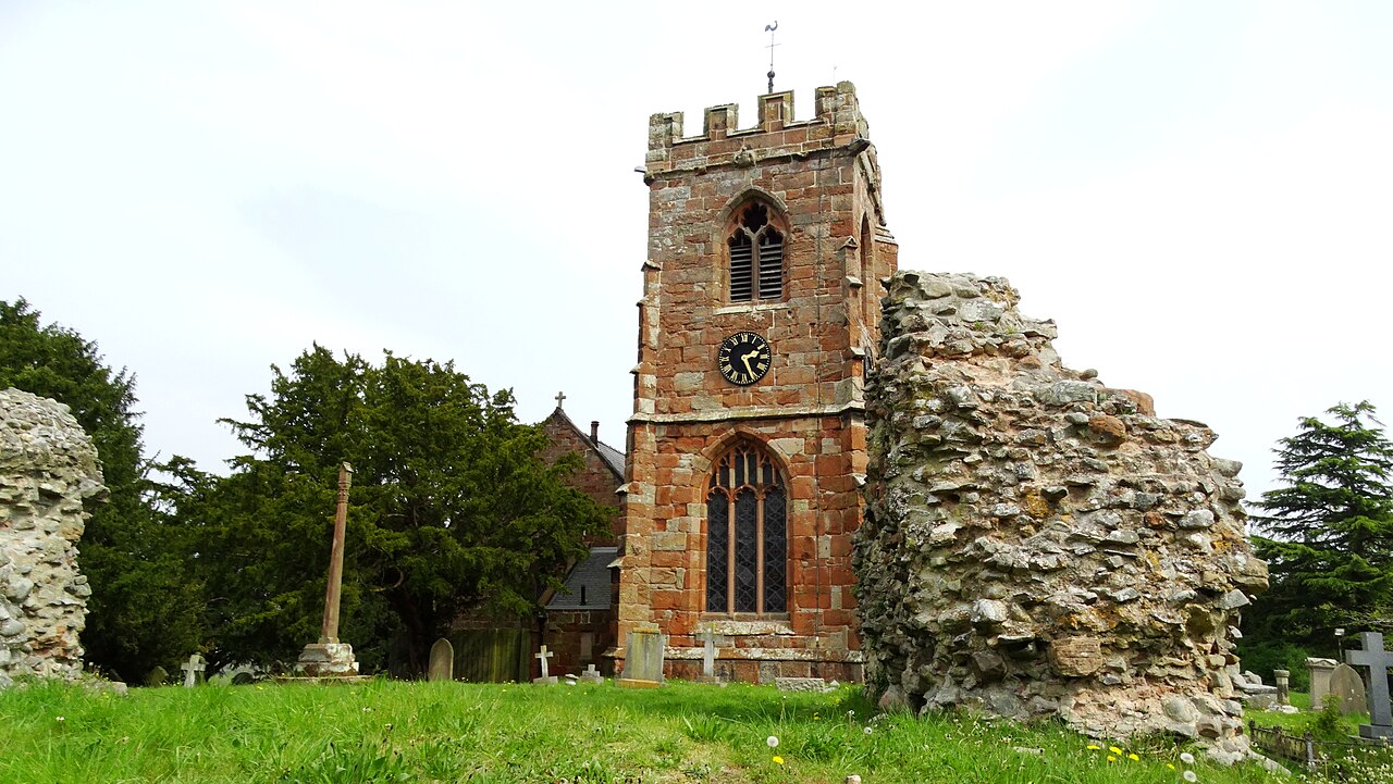 Ruyton XI Towns - St John the Baptist Church ^ castle ruins