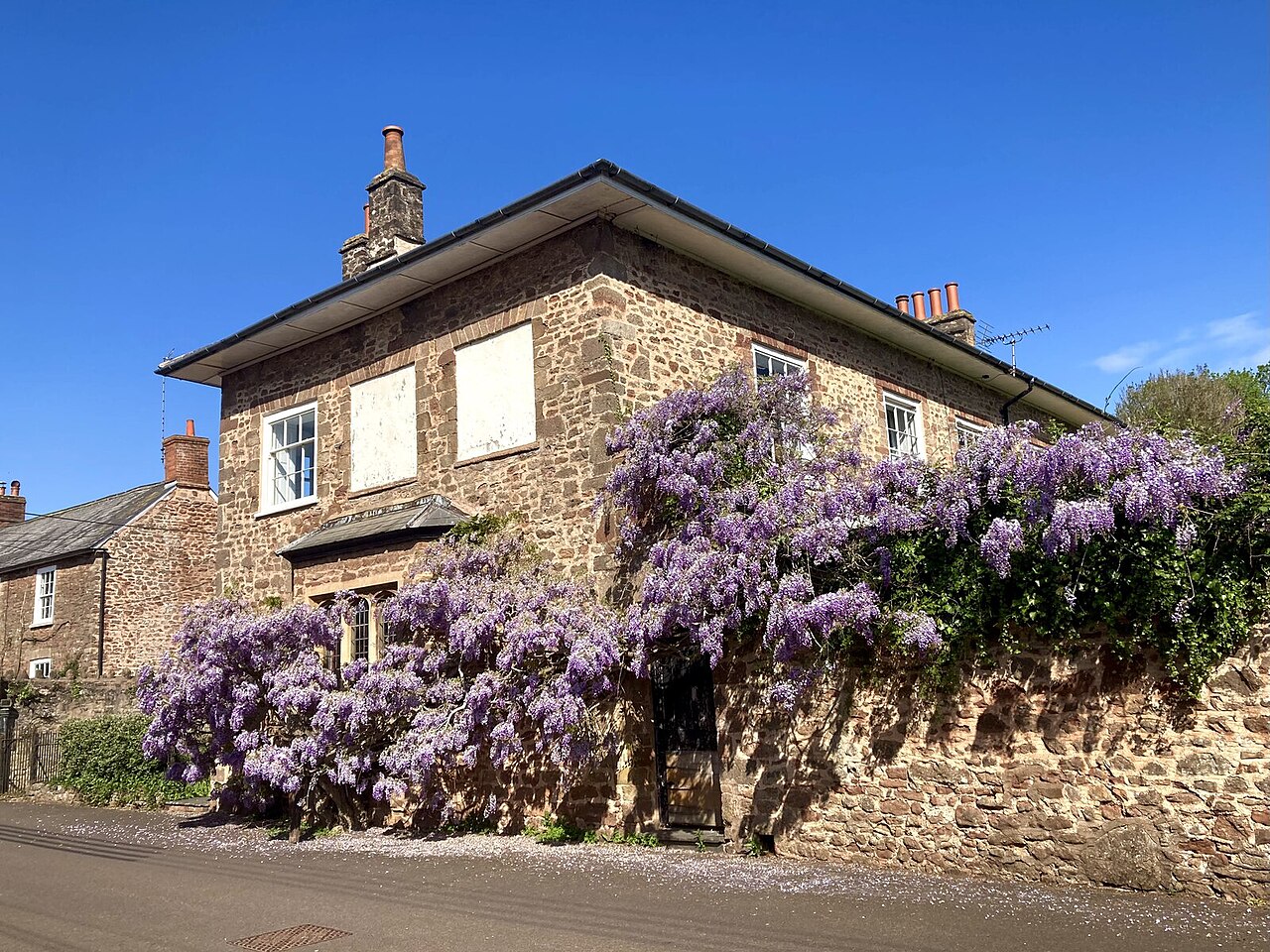 Wisteria clad house in Sampford Brett, West Somerset